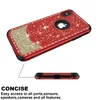 Estuche Glitter Diamond para iPhone X Xr Xs Max 8 7 6 6s Plus 5 5S SE 3 en 1 Cubierta de TPU de caucho plástico a prueba de golpes Armadura híbrida resistente