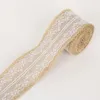 5cm 2m/roll Natural Jute Burlap Hessian Ribbon with Cotton Lace DIY Trim Fabric For Sewing Wedding Decoration Accessories