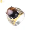 CSJA CZ Diamond Ringen voor Mannen Vrouwen Natuurlijke Tijger Oog Ovale Gemstone Bling Sieraden 20 Stks Groothandel Fabriek Prijs Handgemaakte Gold Ring S113