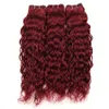 99J Borgonha Onda de Água Malaia Cabelo Humano 3 Pacotes Com Fechamento de Renda 4x4 4 Pcs Vinho Vermelho Mink Molhado e Ondulado Cabelo Virgem Weave2256293