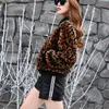 Nieuwe faux bontjas luipaard print winterjas stand kraag slanke vrouwen bovenkleding casaco feminino ropa invierno mujer