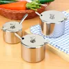 Mini Sugar Bowl Stainless Steel Pot Tea Sauces Coffee Jam Lid Salt Spoon Bowl Sugar Coffee Tea Sets