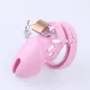 Dispositif de chasteté masculine en silicone rose, cages à bite CB6000s, hommes Virginity Lock 5 taille comprennent anneau de pénis, serrure / ceinture de chasteté, jouets sexuels Y1892804