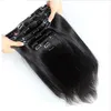 4B 4C Braziliaanse Remy Straight Haar Clip in Human Hair Extensions Natural Color 8 Stuks / Set 100g