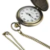Partihandel 100st / Lot Pendant Chain Quartz Bronze Watch Dragon Pocket Watch PW028