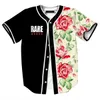 Styl Styl Hipster Hip Hop Tee Koszula Mężczyźni Kobiety 3D Kwiatowy Druku Koszulka Baseball Jersey Ulica Casual V-Neck Buon Down Tops