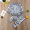 2018 Kid Baby Boys Girls Abito sportivo in velluto a righe Autunno Primavera Abiti Set Colori grigio Pinik di alta qualità