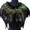 Echte Peacock Feather Bur Bruidal Bruidsmeisje Wedededames Wedding Cape Wrap Pashmina Scarf Sjawl voor avond Fancy Dress Party S18101904