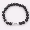 Sprzedaż Handmade Metal Barbell Strands Zroszony Charm Bransoletki Live Lift Natural Black Onyx Kamienna Bransoletka Dla Lovers Prezent