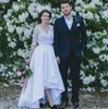 Bedövning Hög Lågträdgård Bröllopsklänningar Blommor V-Neck Lace Saudiarabien Plus Storlek Boll Anpassad Vestido de Novia Formell Bridal Gown Arabic