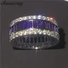 Choucong plein 15ct diamant violet Cz 925 en argent sterling femmes bague de fiançailles de mariage bijoux de mode