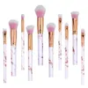 10st/set kabuki borstar professionella sminkborstar marmoring handtag ögon skugga ögonbryn marmor makup borstverktyg makeup borstar set 9 färger