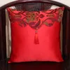Tassel Patchwork Luxury Chinese Silk Satin Cushion Cover Sofa Chair Lumbar Back Support Cushion Office Home Decorative Pillow Covers