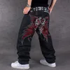 Multi-estilo Grande Tamanho dos homens HIPHOP Bordado Reta Solta Casual Calças de Skate Plus Size Jeans Streetwear Calças Compridas