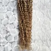 100G 100Stränge Remy Lockiges Haar Schleife Micro Ring Echthaar Extensions Lockige Europäischen Salon Link Bead Echte Spitze haar Kostenloser Versand