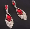 Europe and the United States big luxury crystal ruby diamond earrings exaggerated earrings fashion dinner dress female temperament earrings