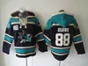 Factory Outlet, mens womens 2017 New San Jose Sharks Mens Sweaters # 88 Brent Burns negro crema Hockey sobre hielo Hoodies Jerseys envío gratis