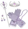 Princess Girls Dress Up Party 액세서리 선물 세트 장갑 지팡이 Tiara Necklace Ring Earrings Tiara Scepter Adventure Cosplay Props Xmas Present