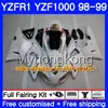 Bodywork For YAMAHA YZF R 1 YZF 1000 YZF1000 YZFR1 98 99 Frame 235HM.3 YZF-1000 YZF-R1 98 99 Body YZF R1 white red on sale 1998 1999 Fairing