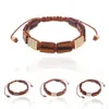 Hot Sale Natural stone Bracelet tiger eye Rectangle bead & Black cz  braided macrame bracelets For Men Women jewelry gifts