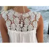 Boho stil kvinna spets broderi sommar lös avslappnad strand mini swing klänning en bit playsuits chiffong klänningar kvinna kläder sol klänning