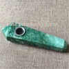 Pipes à fumer en cristal de quartz de jade en pierre naturelle précieuse + filtre en métal sculpté baguettes de tabac en pierres précieuses vertes avec trou de carburateur pour fumer