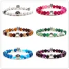 8mm Colourful Natural Stone Beads Bracelets Dog Cat Footprint Paw Heart LOVE Charms Bracelet Pet Lover Strench Jewelry