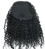 16 pouces Kinky Curly Ponytail Extensions Clip dans les cheveux humains Off Black Color 1B Ponytail Extensions de cheveux naturels 120g par pièce bateau gratuit