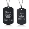 Free Engraving Her King His Queen His and Hers Black Dog Tag Set in Stainless Steel Couples Necklace Set