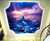 обои для детской комнаты Эстетических дельфин Камышей из воды Мирового океана 3D ванной Гостиной этаж