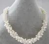 08148 Bellissima collana di perle d'acqua dolce di riso barocco bianco a 3 fili da 8 mm