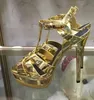 2018 Chic Gladiador Sandálias Das Mulheres Peep Toe Sandálias De Plataforma Cinta De Moda Feminina Couro Real 14 cm Sapatos de Salto Alto