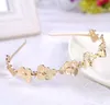 Bridal Head Flower Hoop, Handmade Gold Flower Wedding Headwear, Koreańska biżuteria ślubna.