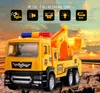 Diecast Alloy Model Cars Kids Toys Mini Crane Rescue Trailer Dumper Concrete Truck Boy Toy Engineering Trucks with Sound Lights Pull-back Function Kid Birthday Gifts