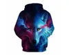 3d bluzy męskie damskie casual bluzy przestrzeń Galaxy Wolf Lion Drukuj Hoodie Universe Starry Sky Graphic Unisex Pullover przez Niubility