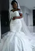 Real Pictures Sirène Robes De Mariée Hors Épaule Afrique Satin Dentelle Appliques À Lacets Plus La Taille Robes De Mariée Perles Pays Robes De Mariée