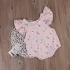 2018 Yaz Yenidoğan Bebek Giysileri Çocuklar butik Giyim Bebek Kız Romper Bebek Yürüyor Pembe Kuğu Baskı Romper Tulum Giysileri Kıyafetler