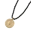 Colliers en corde avec pendentif en forme de pièce de monnaie turque plaquée or pour femmes, bijoux en pièces turques, cadeaux ethniques