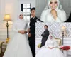 2018 Modeste arabe arabe col haut robes de mariée en dentelle une ligne manches longues Appliqued Hijab robes de mariée plus la taille