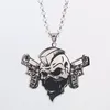 Gnayy Men Hip-Hop Jewelryブラックポリッシュピュアステンレス鋼ICPスカルダブルガンペンダントネックレス4mm 30インチRolo Chain2528