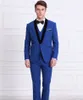 Män passar smal passform skräddarsydda kungliga blå tuxedo england stil bröllop bröllop prom party affärsman passar terno blazer masculino 3 stycken