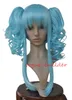 Detalles sobre Resistente al calor 2 PELYTAILS AZUL RIZADO PELUCA COSPLAY CORTA VOCALOID CODA ANYA