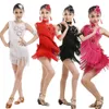 7色の子供の女の子セクシーなラテンタッセルスパンコールダンスドレスキッズサンバコンペティションボールルームサルサラテンダンスウェアコスチューム2414