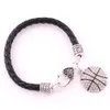 Bracelets de pendentif de bijoux en cristal de mode mélangent des bracelets de chaîne en cuir de sport avec le charme flottant de football de volley-ball de basket-ball7696848
