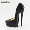 Wonderheel New matte genuine leather heel EXTREME high HEEL 20CM spike heel 5cm platform women shoes fetish fashion sexy pumps