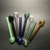 2018 Long Straight Glass Oil Burner Pipes Handle Colorful Glass Bongs Glass Water Pipes for Smoking Tobacco Pipe SW37