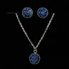 Fashion druzy drusy necklace earrings 12mm stainless steel round resin druzy necklace earrings jewelry set