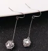 new hot European and American fashion exquisite jewelry lady zircon long block and cube shiny earrings fashion classic exquisite