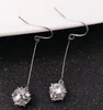 Boucles d'oreilles en zircon pour femmes, bijoux exquis, long bloc et cube brillant, mode classique exquise, nouvelle mode européenne et américaine