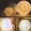 NEW Rechargeable 3D Printing Moon Lamp Light 2 Color Change Touch Switch Bedroom Bookcase Portable Light Home Decor Creative